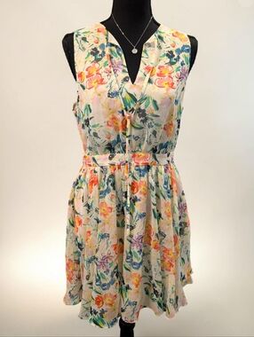 Ted Baker Haaris Floral Chiffon Mini Dress Fit Flare Open Back Size 2